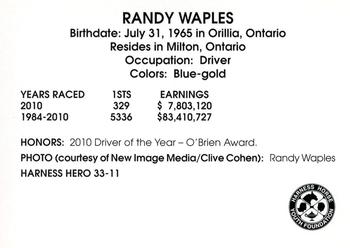2011 Harness Heroes #33 Randy Waples Back